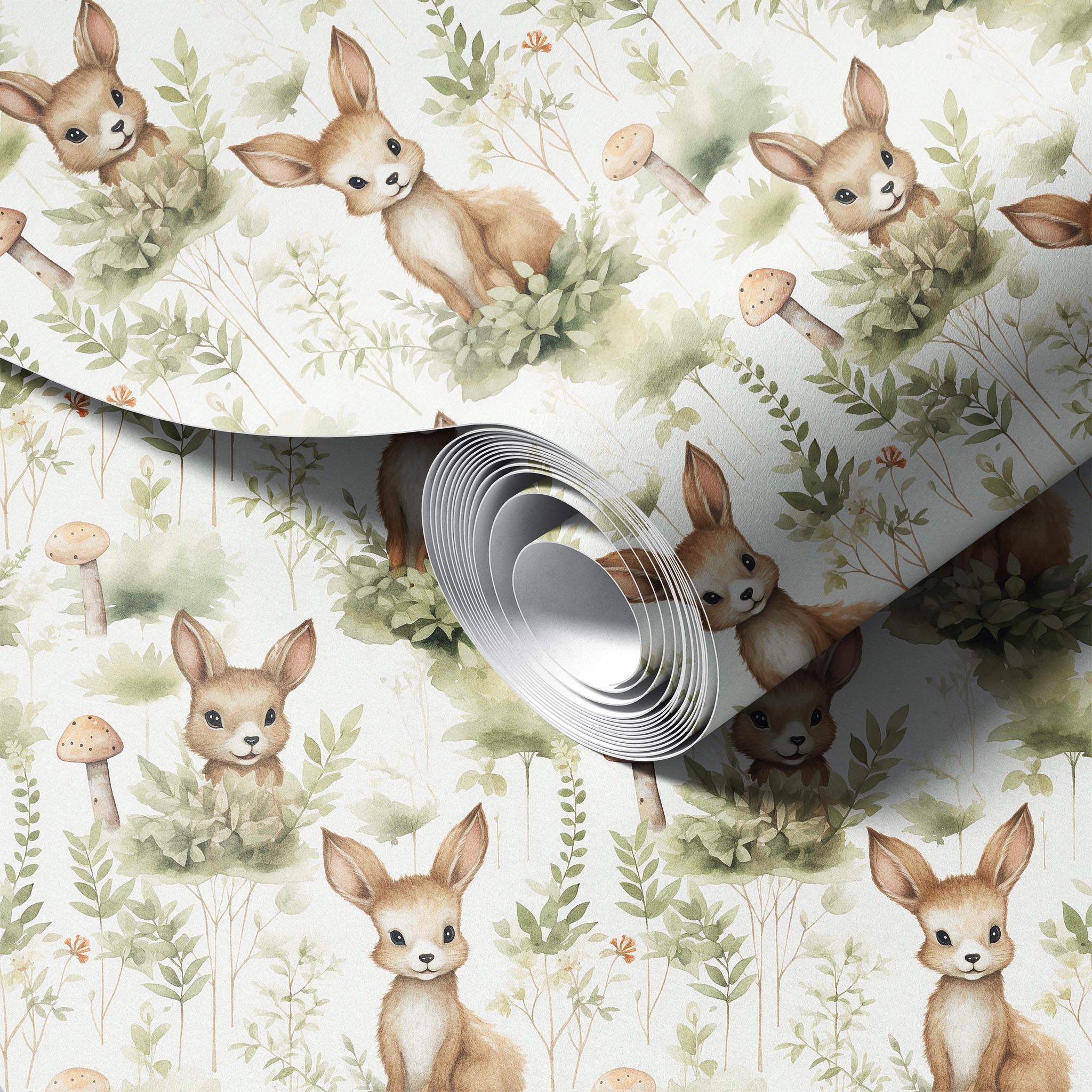 Forest Friends peel and stick wallpaper room mockup